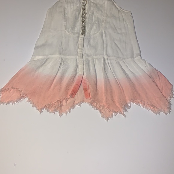 Free People Boho Distressed White and Pink Bedazzled Ombré Top - Women’s Size XS - Picture 4 of 6